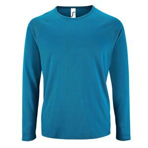 SOLS Mens Sporty Long Sleeve Performance T-Shirt / Aqua